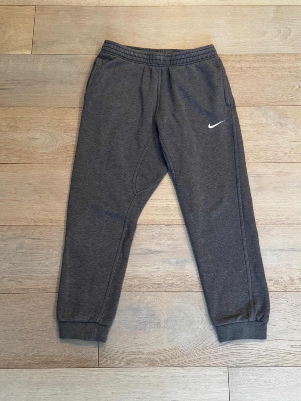 Nike Gray Fleece Joggers with White Swoosh
